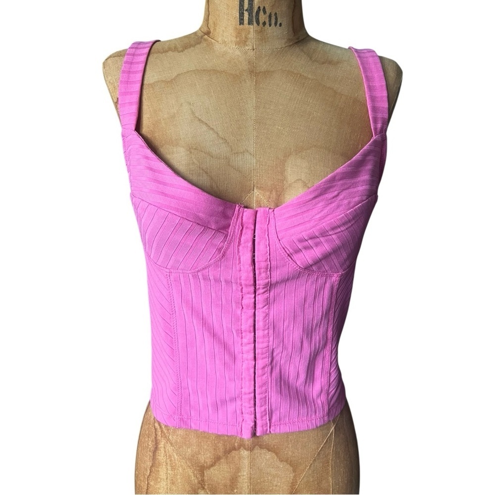 Intimately By Free People Vibrant Pink Corset Style Women's Tank Top NWT L